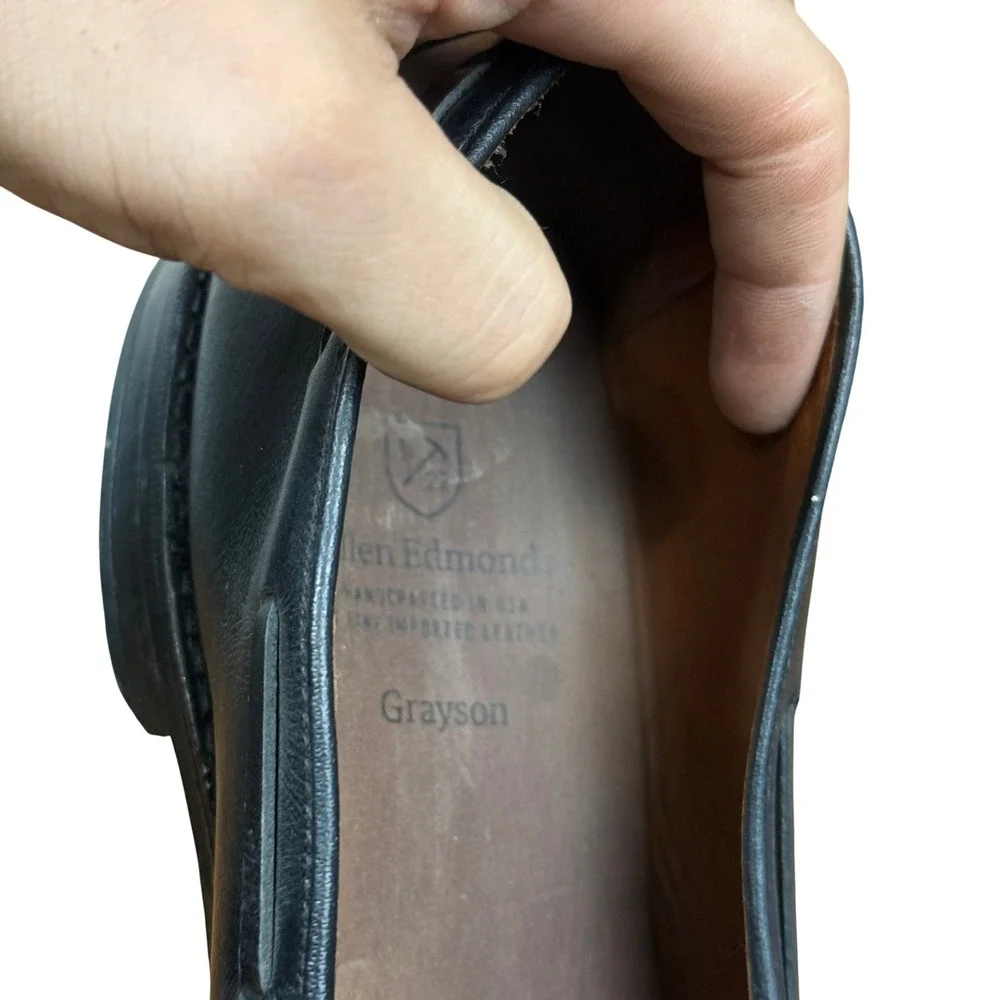 Allen Edmonds Tassel Loafers Mens 10 Black Leather Slip On Dress Shoes Classic
